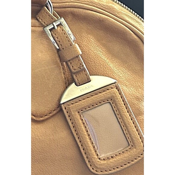 Prada Genuine Leather Shoulder/Handbag In Camel Zip Closure With Lock Luxury - Picture 10 of 16